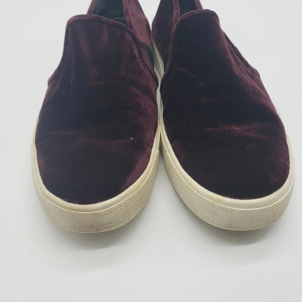 VINCE. Women US 8.5 plum burgundy wine color velvet slip on sneakers BLAIR - Picture 3 of 9